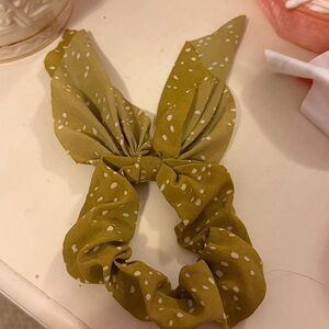 Olive Green Polka Dot Hair Scrunchie